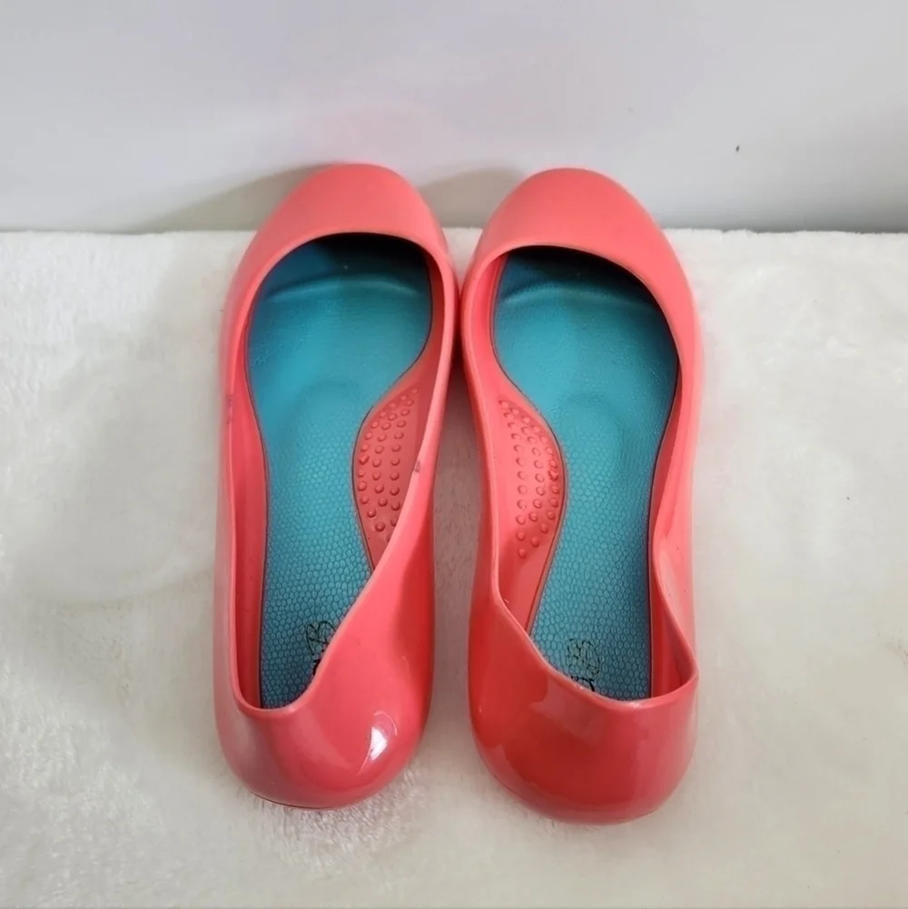 Oka B Taylor Coral Pink Rubber Jelly Ballet Slip On Flats Women Size US 8 EU 38 - Picture 7 of 14